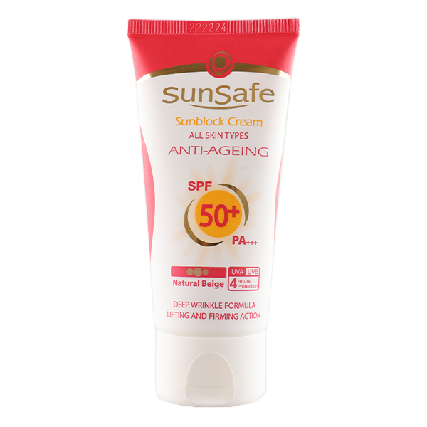 کرم ضد آفتاب ضدچروک بژ طبیعی SPF50 سان سیف