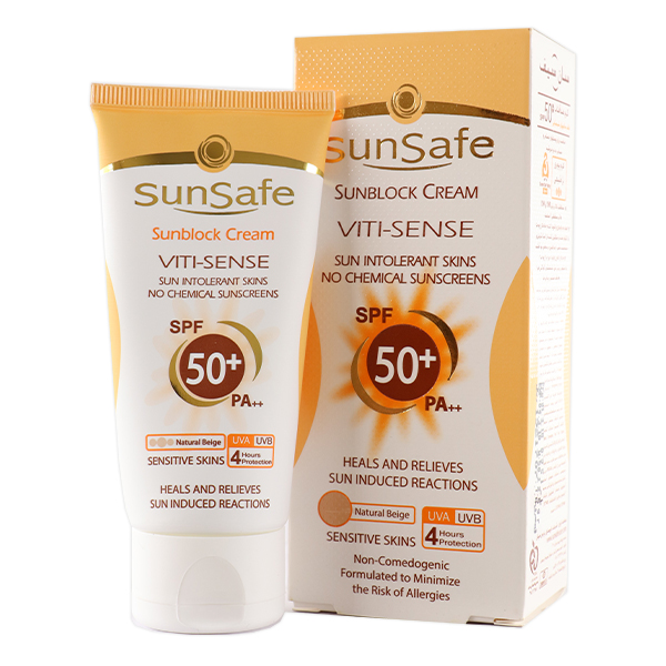 کرم ضد آفتاب رنگی SPF50 فاقد جاذب های شیمیایی سان سیف