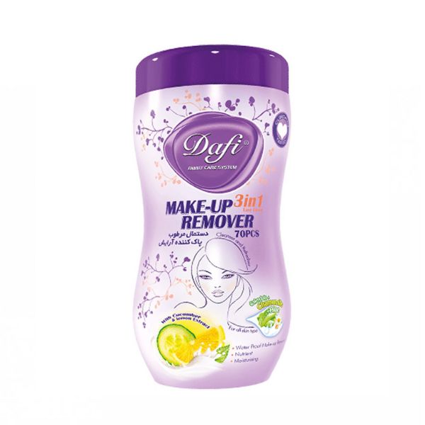 دستمال مرطوب پاک کننده آرایش کمر باریک دافی 70 عددی